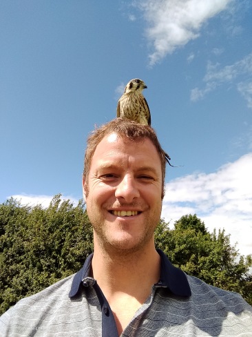 Yes, thats me with a kestrel on my head!